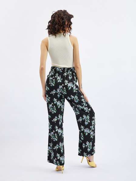 Orsay Синьо-черен дамски широк панталон на цветя ORSAY
