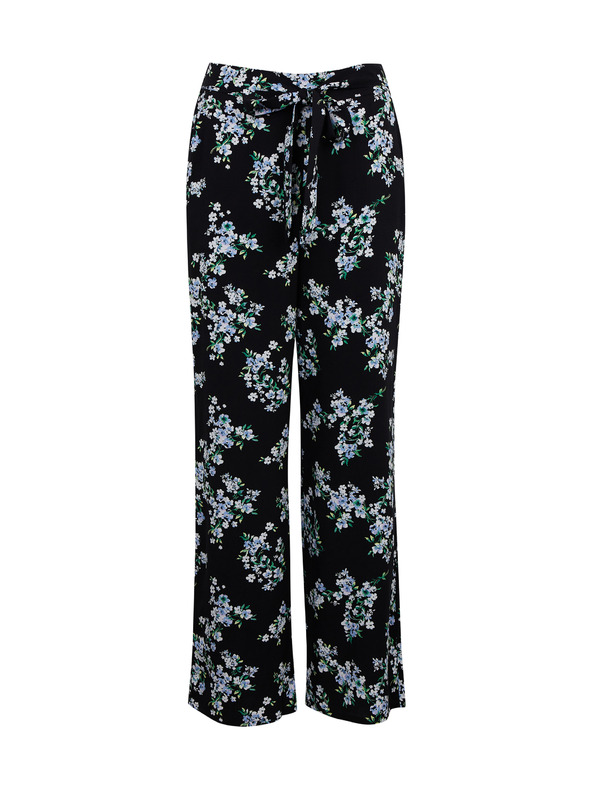 Orsay Синьо-черен дамски широк панталон на цветя ORSAY