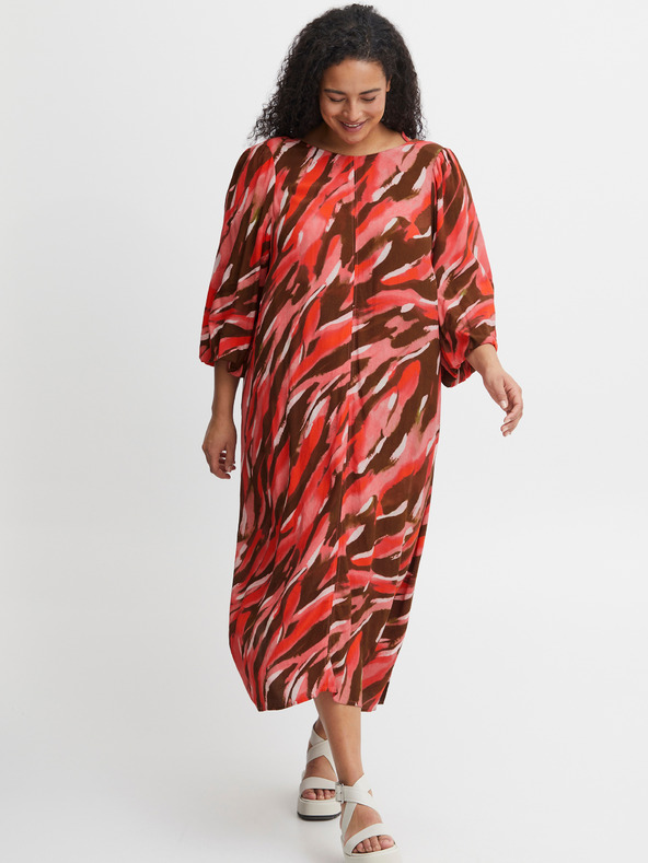 Fransa Кафява и червена дамска шарена макси рокля Fransa