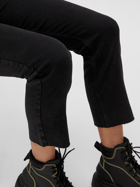 Pieces Черни изрязани дънки с права кройка Pieces Luna