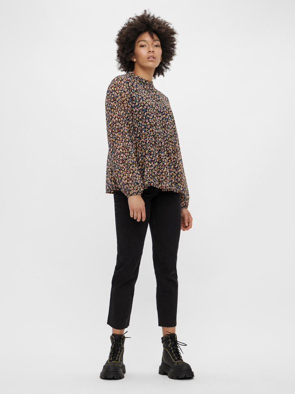 Pieces Черни изрязани дънки с права кройка Pieces Luna