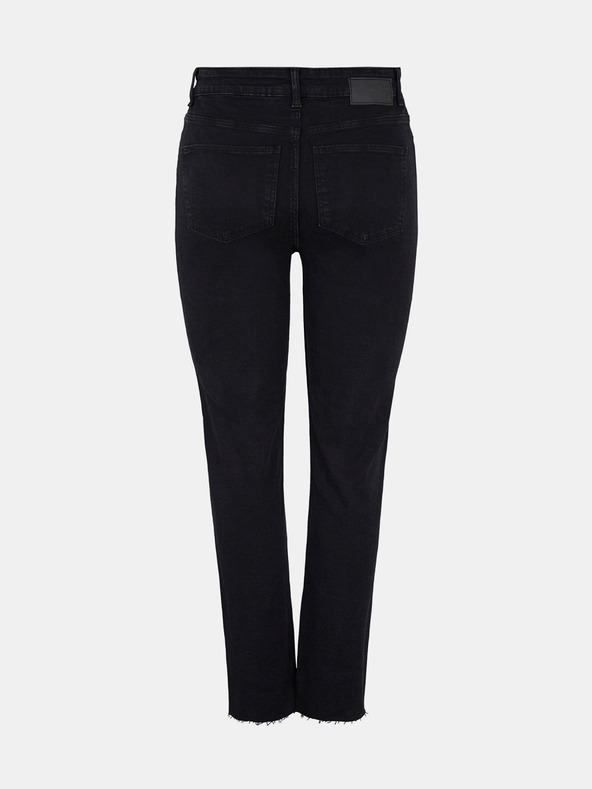 Pieces Черни изрязани дънки с права кройка Pieces Luna