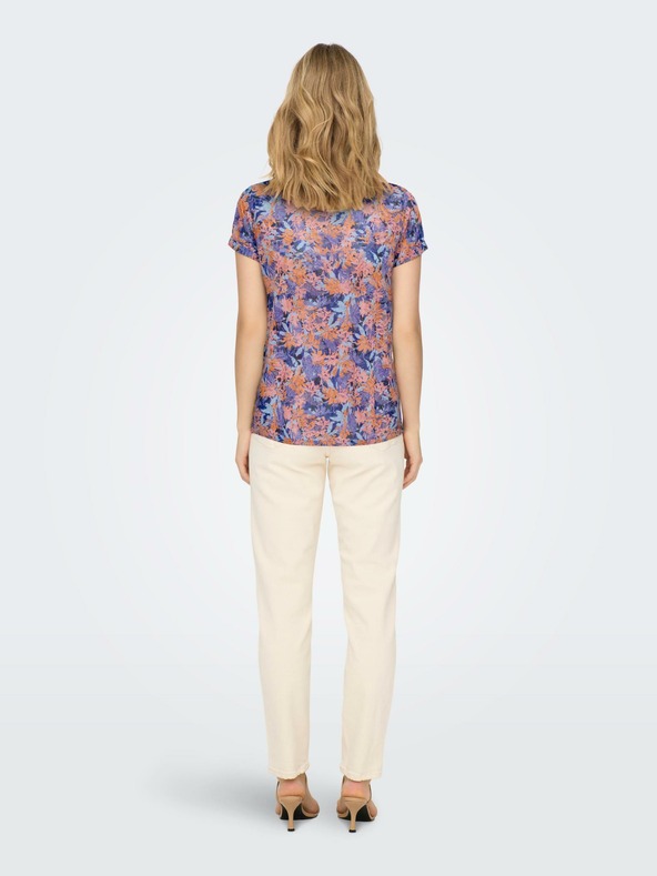 ONLY Оранжево-синя тениска на цветя ONLY Rilla