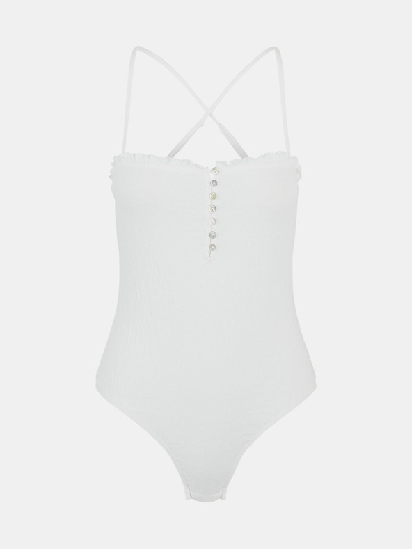 Pieces Бяло дамско боди Pieces Leaf