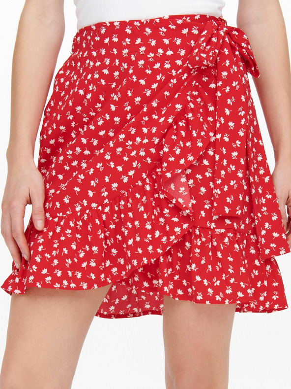 ONLY Червена дамска пола с цветя ONLY Olivia