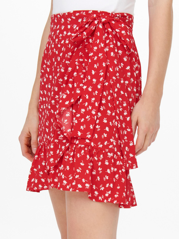 ONLY Червена дамска пола с цветя ONLY Olivia