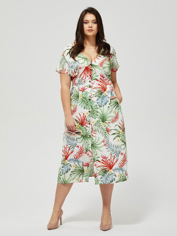 Moodo Бяла лятна рокля с тропическа шарка Moodo