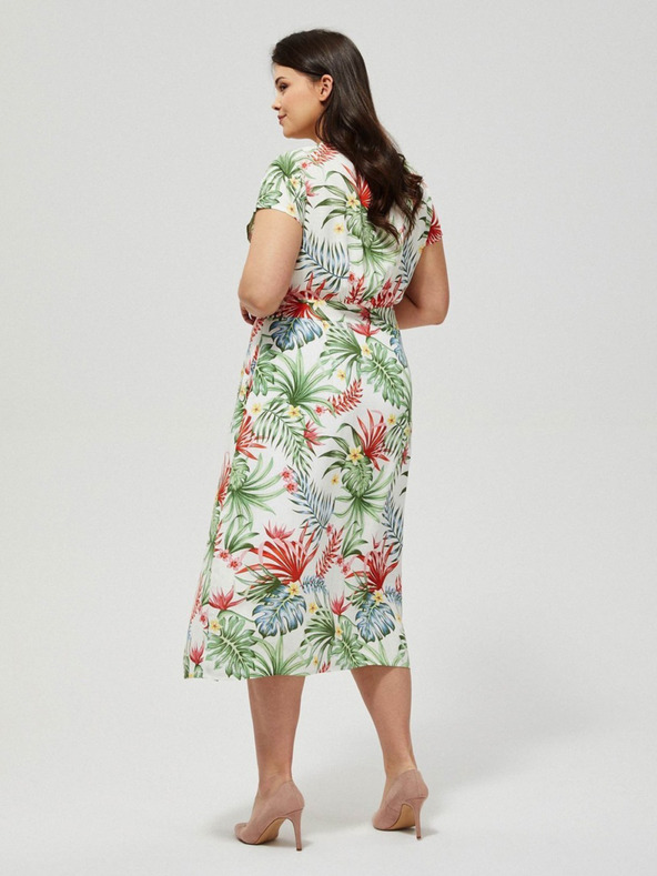 Moodo Бяла лятна рокля с тропическа шарка Moodo