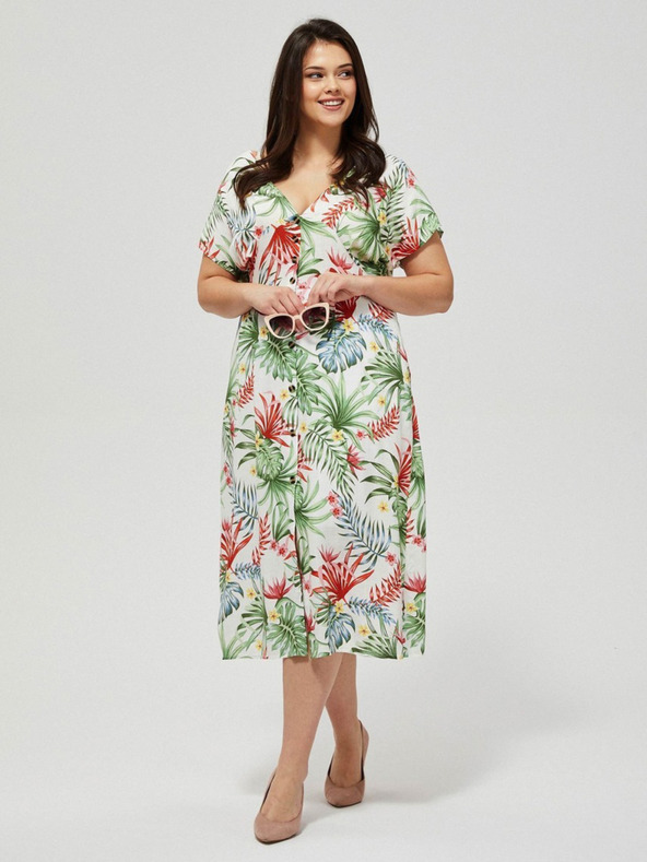 Moodo Бяла лятна рокля с тропическа шарка Moodo