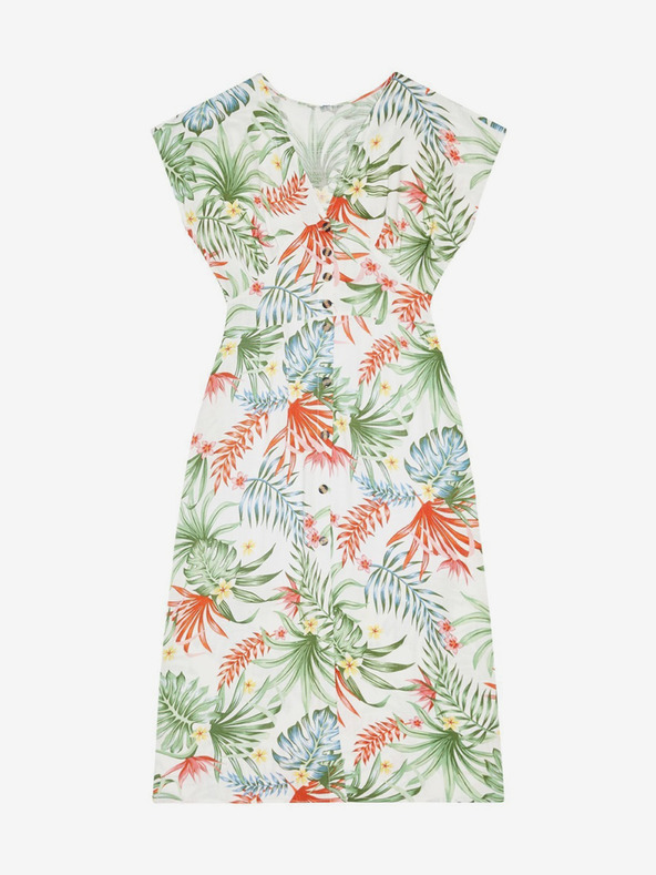 Moodo Бяла лятна рокля с тропическа шарка Moodo