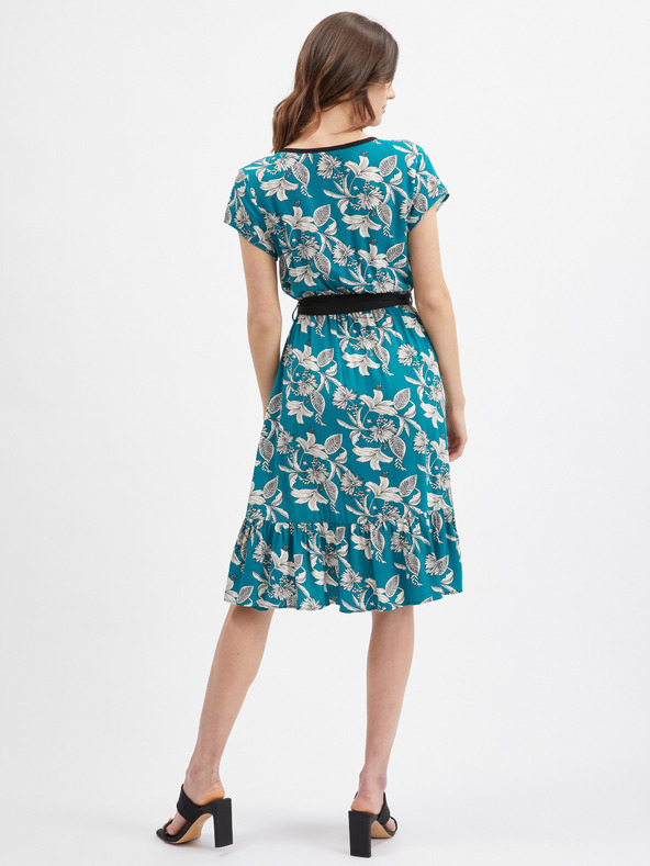 Orsay Петроленосиня дамска рокля на цветя ORSAY