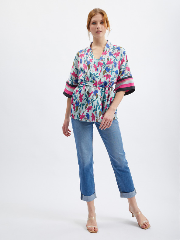 Orsay Светлосиньо дамско кимоно на цветя ORSAY