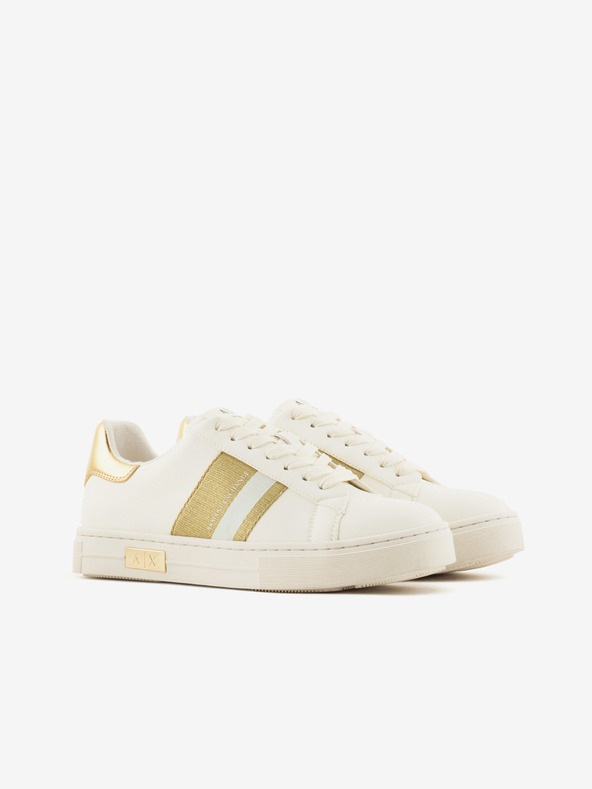 Armani Exchange Дамски маратонки в златисто и кремаво Armani Exchange