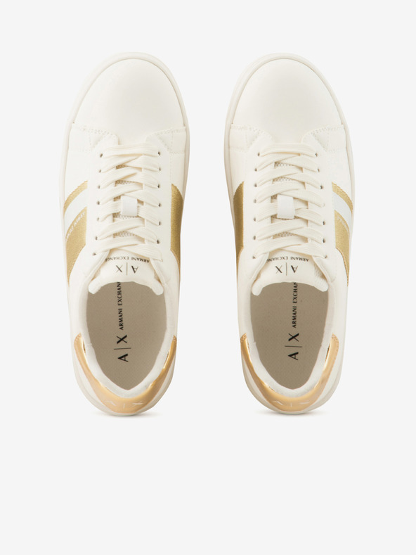 Armani Exchange Дамски маратонки в златисто и кремаво Armani Exchange