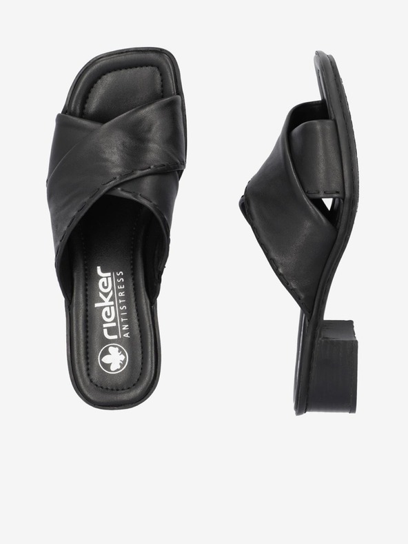 Rieker Черни дамски кожени чехли Rieker