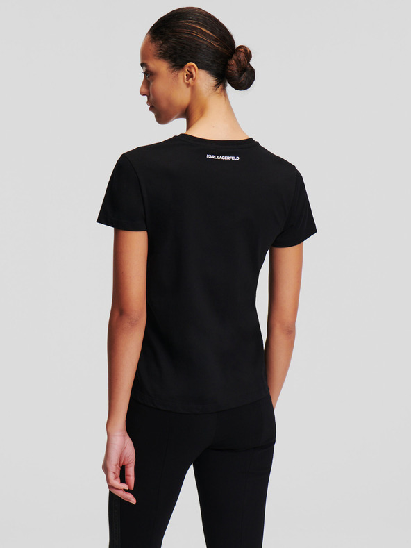 Karl Lagerfeld Черна дамска тениска KARL LAGERFELD с лого с камъни