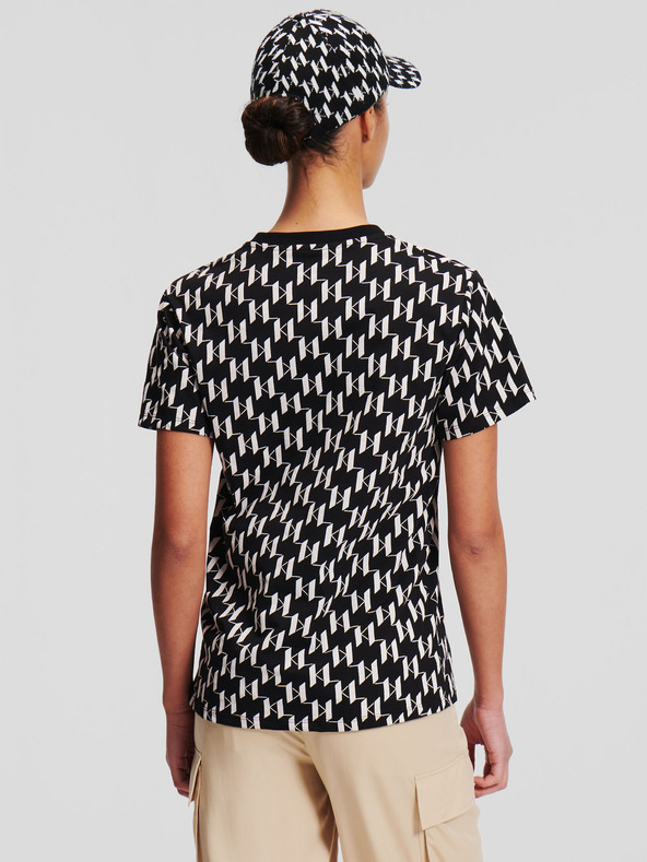 Karl Lagerfeld Дамска тениска с монограм KARL LAGERFELD в бяло и черно