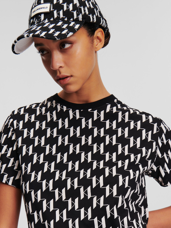 Karl Lagerfeld Дамска тениска с монограм KARL LAGERFELD в бяло и черно