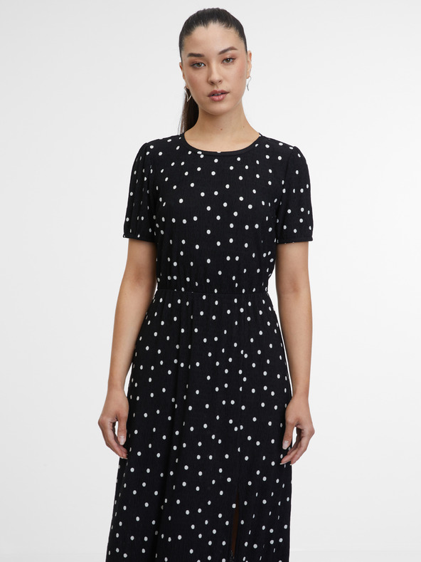 Orsay Черна дамска рокля с десен ORSAY