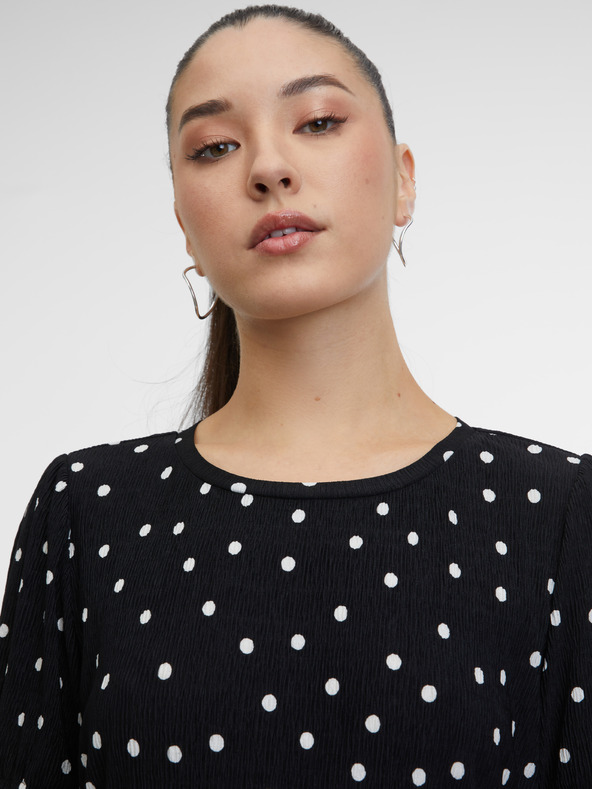 Orsay Черна дамска рокля с десен ORSAY