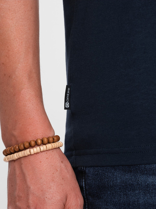 Ombre Clothing Тъмно синя мъжка тениска с V-образно деколте Ombre Clothing