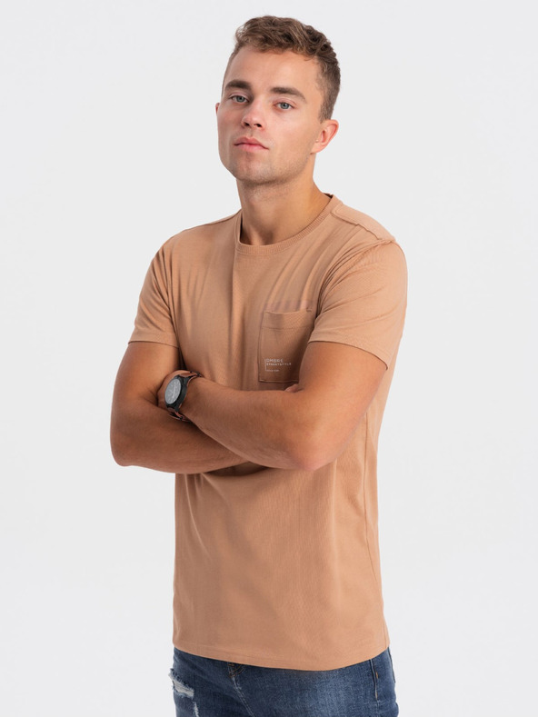 Ombre Clothing Светлокафява мъжка тениска Ombre Clothing