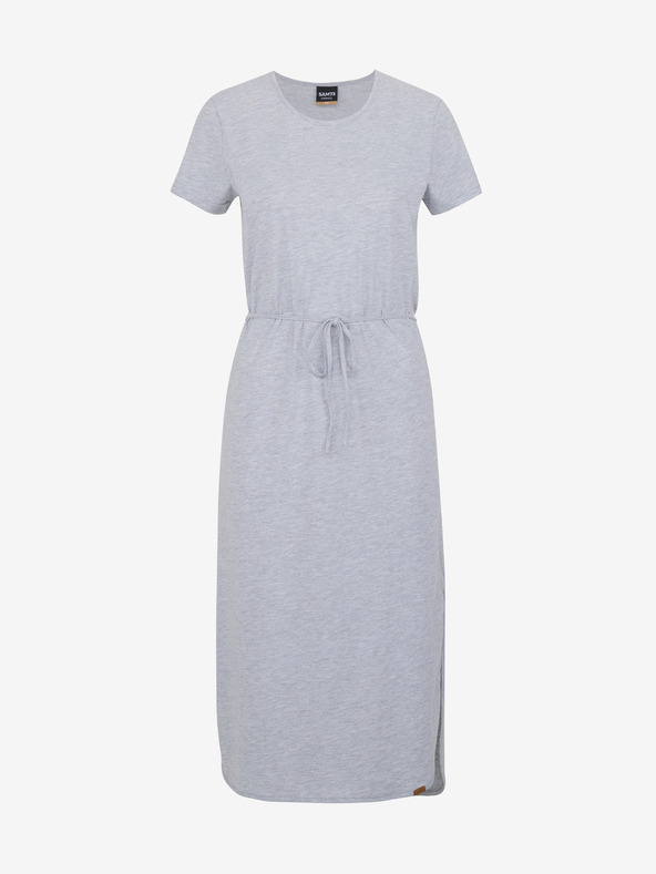 Sam 73 Светлосива дамска миди рокля на райета SAM 73 Estela