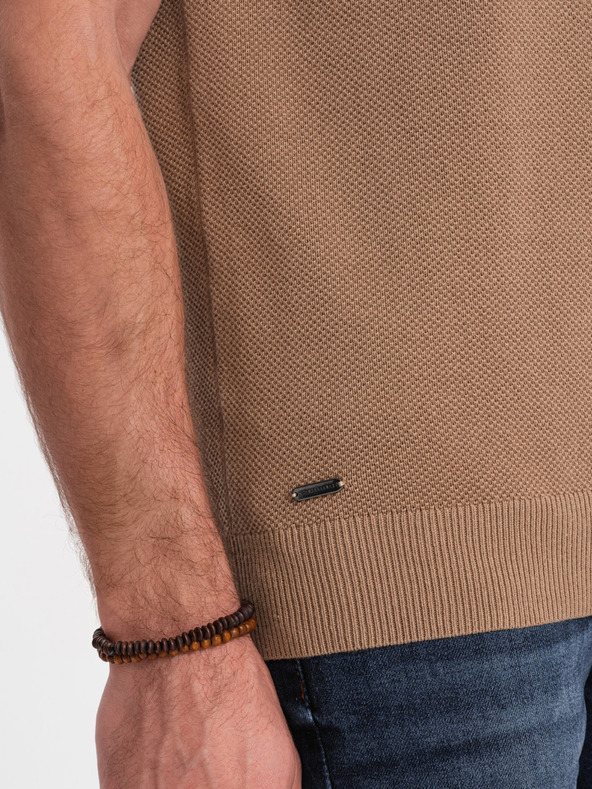 Ombre Clothing Светлокафяв мъжки поло блуза Омбре Облекло