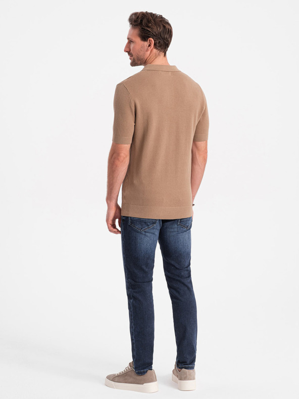 Ombre Clothing Светлокафяв мъжки поло блуза Омбре Облекло