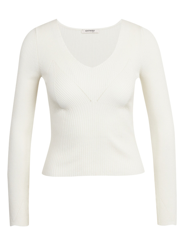 Orsay Бял дамски рипсен пуловер ORSAY