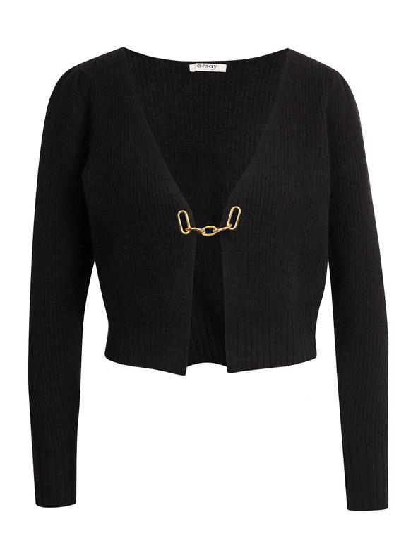 Orsay Черна дамска жилетка с примес на вълна ORSAY