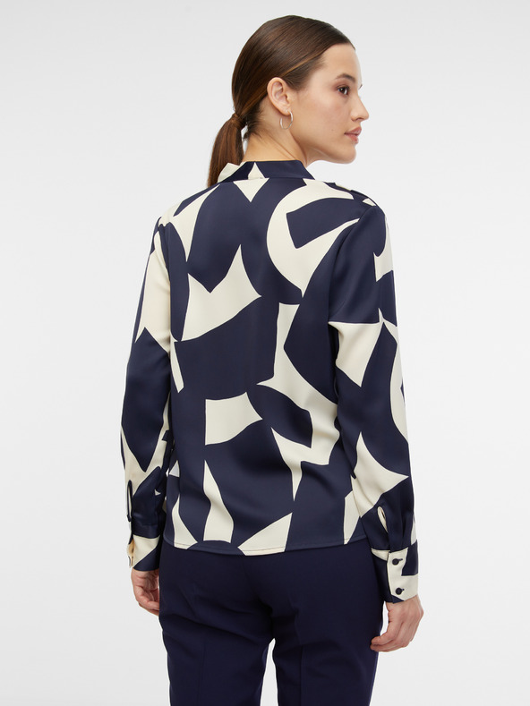 Orsay Кремаво-синя дамска сатенена блуза с десенORSAY