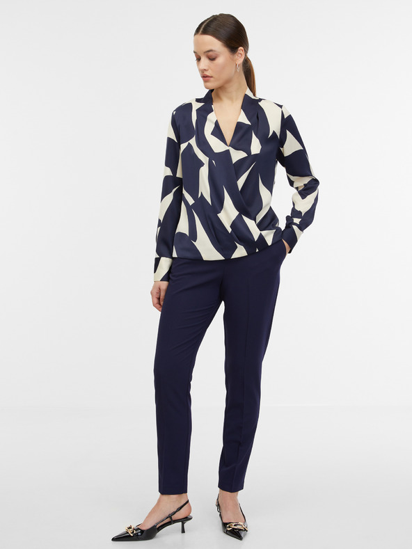 Orsay Кремаво-синя дамска сатенена блуза с десенORSAY