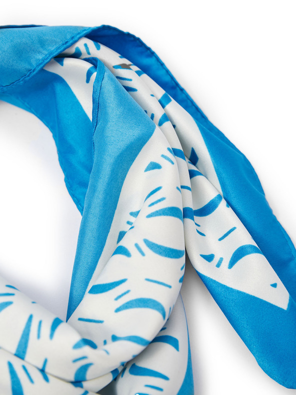 Orsay Синьо-бяло дамско сатенено фишу с десен ORSAY