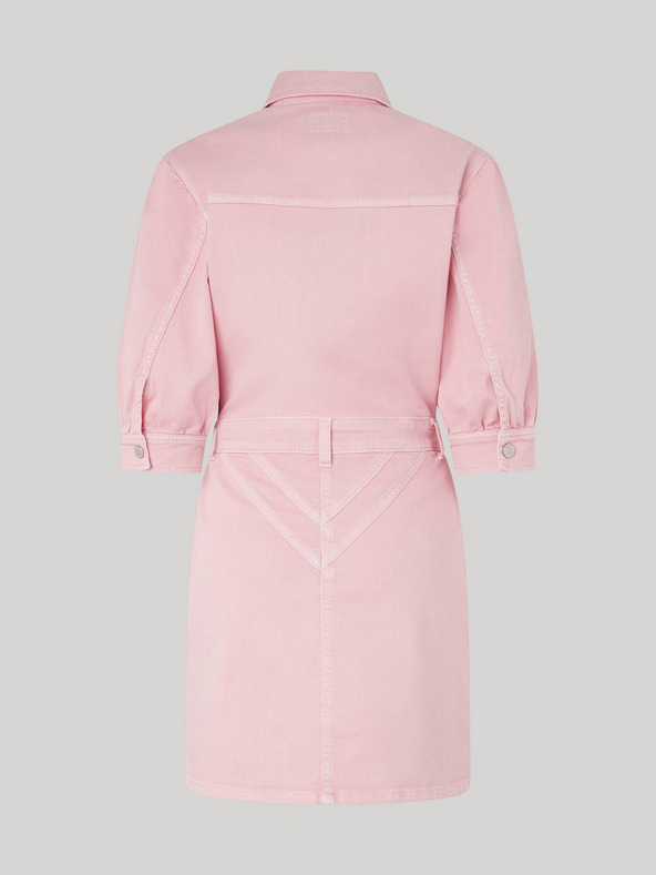 Pepe Jeans Розова дамска рокля от деним Pepe Jeans Gracie