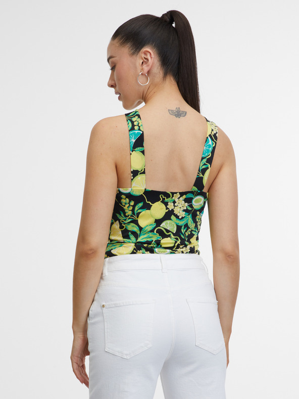 Orsay Черно-жълт дамски потник с десен ORSAY