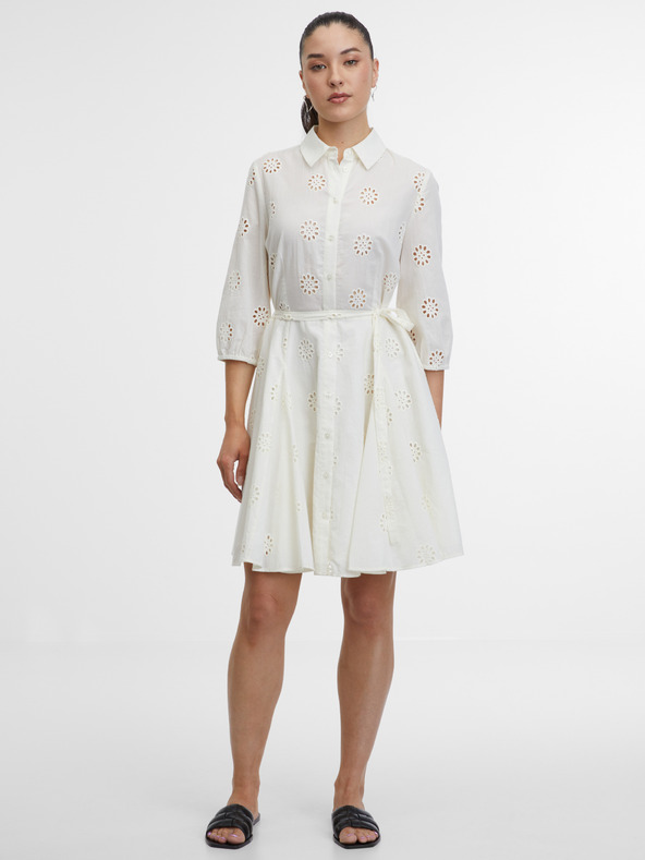 Orsay Бяла дамска рокля-риза ORSAY