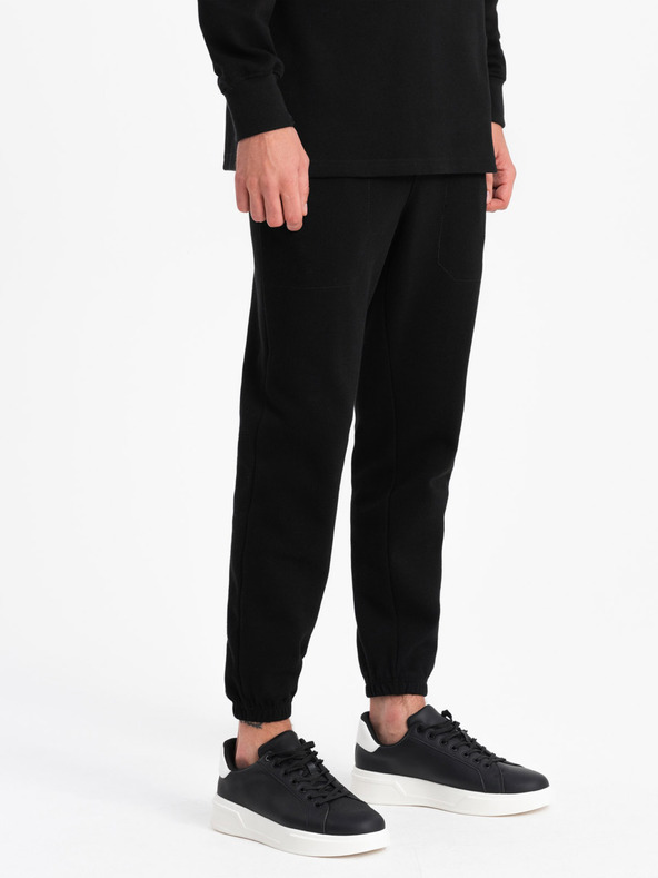 Ombre Clothing Черен мъжки суитшърт с поло яка + панталон Ombre Clothing