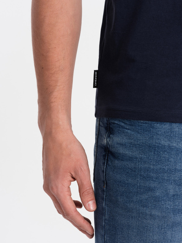 Ombre Clothing Тъмно синя мъжка основна тениска с V-образно деколте Ombre Clothing