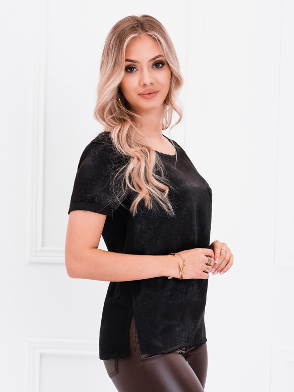 Edoti Черна дамска основна тениска с джоб Edoti