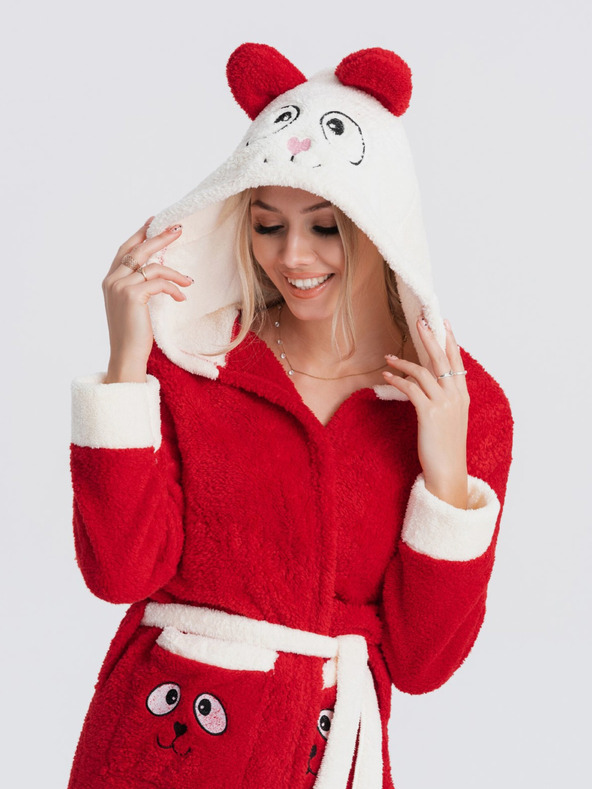 Edoti Червен дамски халат с качулка Edoti