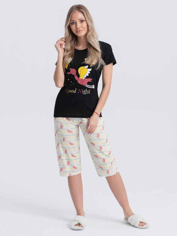 Edoti Кремава и черна дамска пижама с щампа Edoti