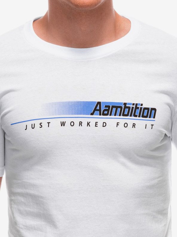 Edoti Бяла мъжка тениска с надпис Edoti