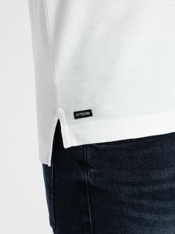 Ombre Clothing Бяла мъжка поло риза Ombre Clothing