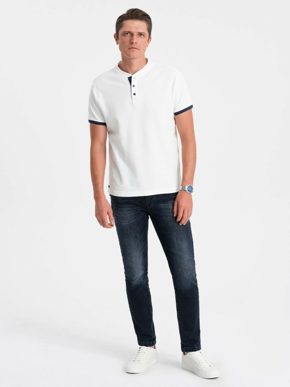 Ombre Clothing Бяла мъжка поло риза Ombre Clothing