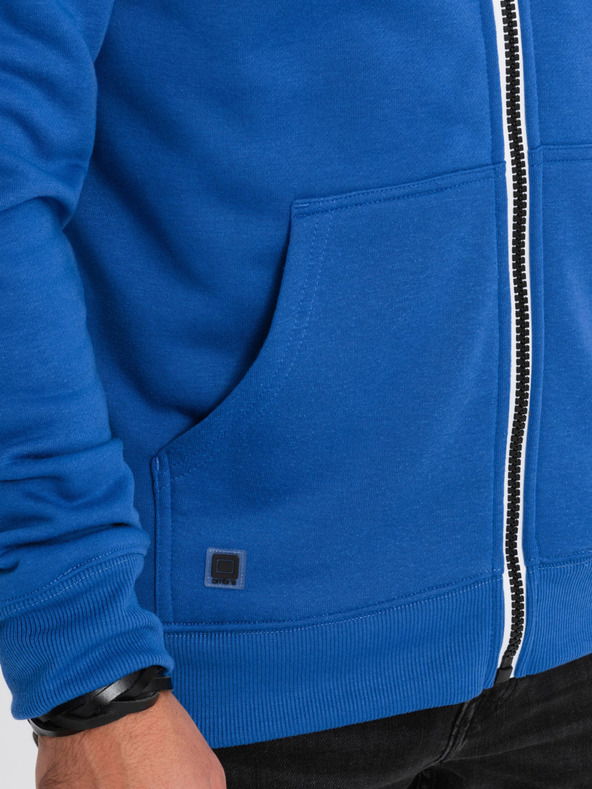 Ombre Clothing Син мъжки суитшърт с качулка с цип Ombre Clothing