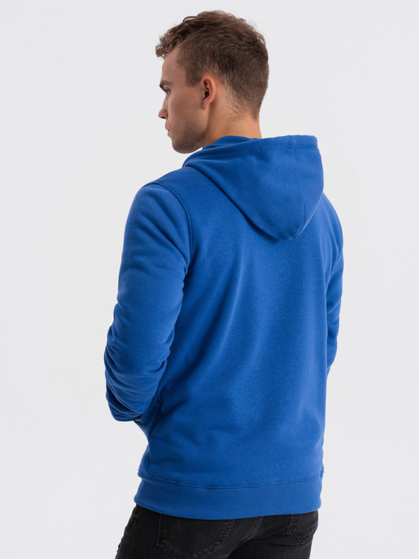 Ombre Clothing Син мъжки суитшърт с качулка с цип Ombre Clothing