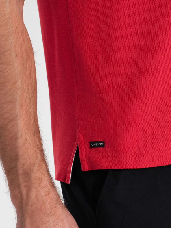 Ombre Clothing Червена мъжка поло риза Ombre Clothing