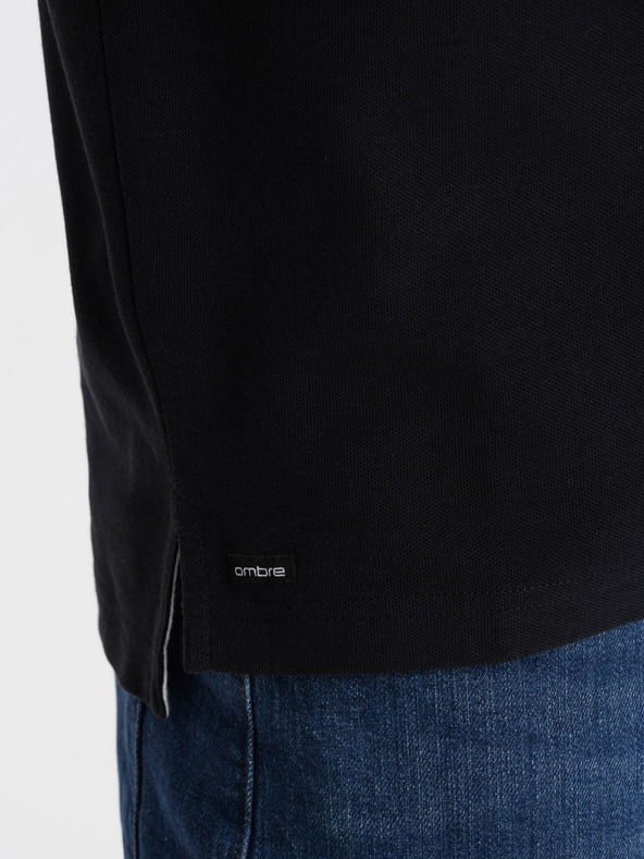 Ombre Clothing Черна мъжка поло риза Омбре Облекло