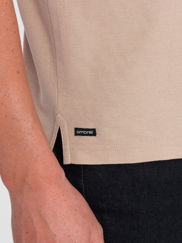 Ombre Clothing Бежова мъжка поло риза Ombre Clothing